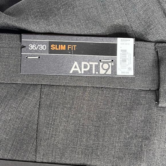 NWT Men's APT 9 Grey Slim Fit Business Dress Pants 36/30 - Picture 5 of 10